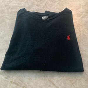POLO Black Long Sleeve V Neck Tee